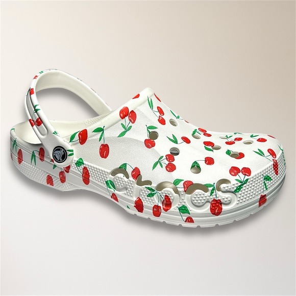 New‎ Crocs Baya White Cherry Print Clog Comfort Slip On Casual Mens 11 Travel main image 4